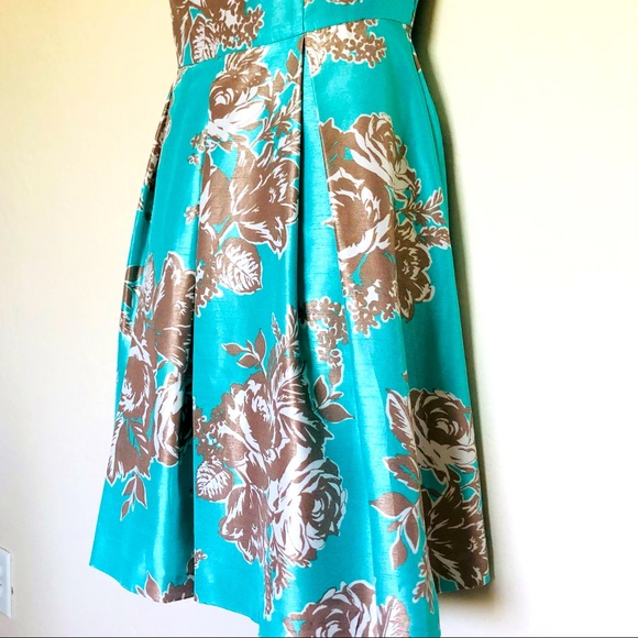 Eliza J | Dresses | Eliza J Floral Metallic Turquoise Sleeveless Dress | Poshmark